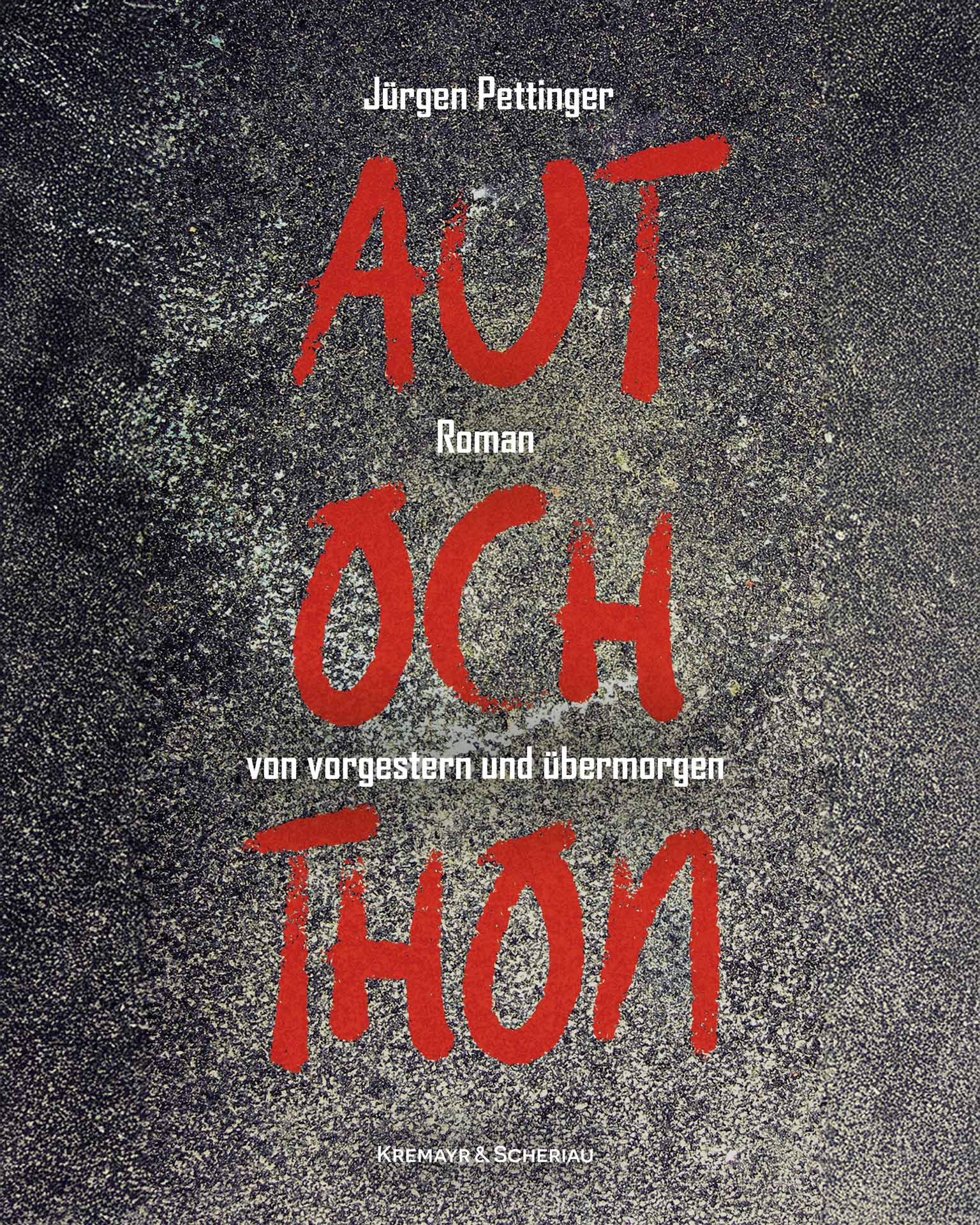 Book cover of "AUT OCH THON" by Jürgen Pettinger, featuring bold red text on a textured background.