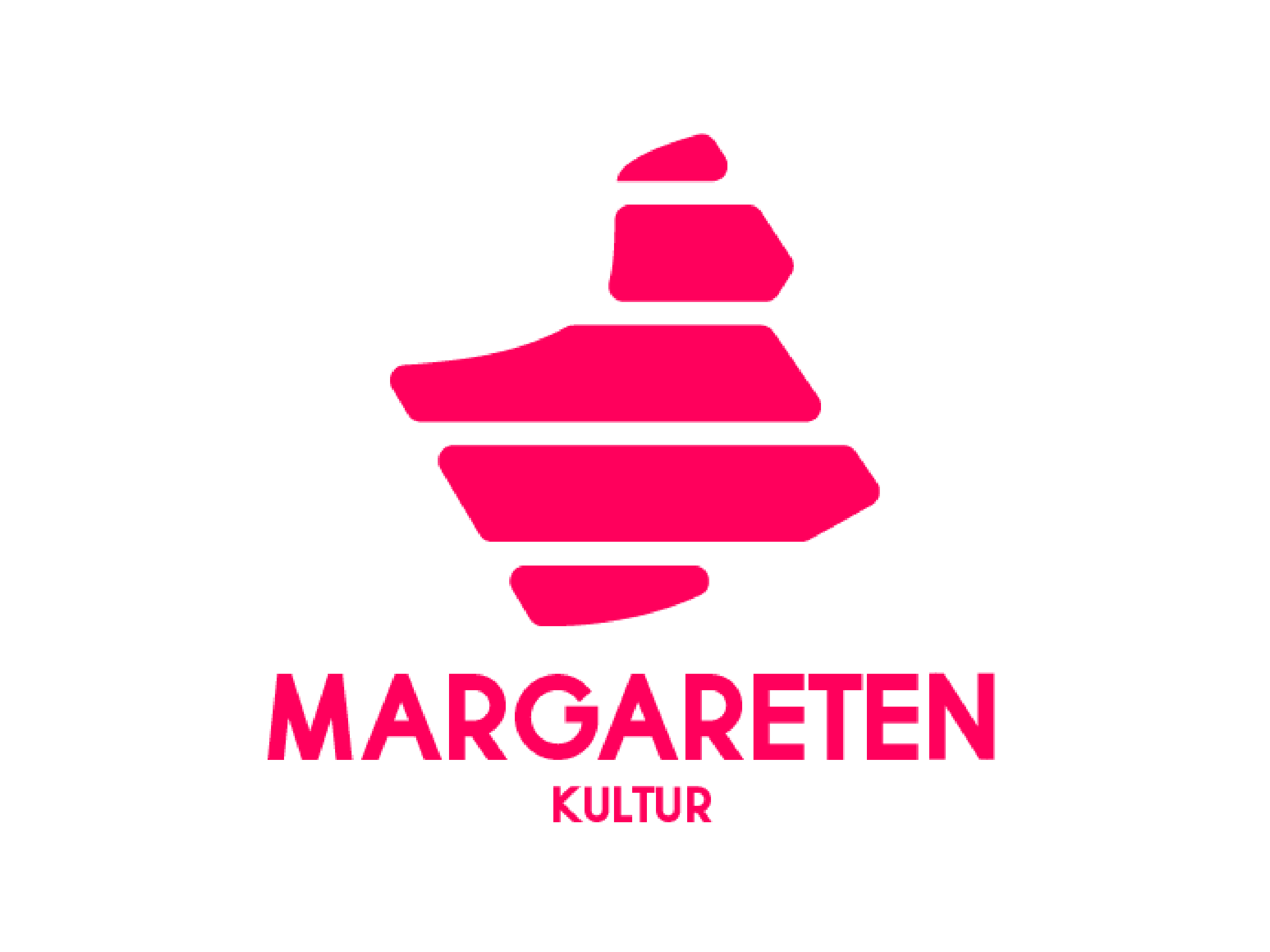 Logo von Margareten Kultur in pink, stilisierte Form mit Schriftzug darunter.